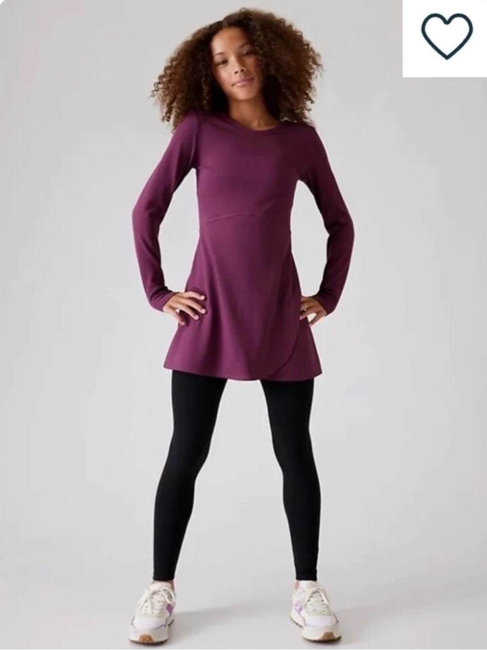 Athleta Girl Maroon Chit Chat Long Sleeved Dress